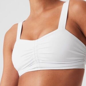 Alo Yoga white ruched bra